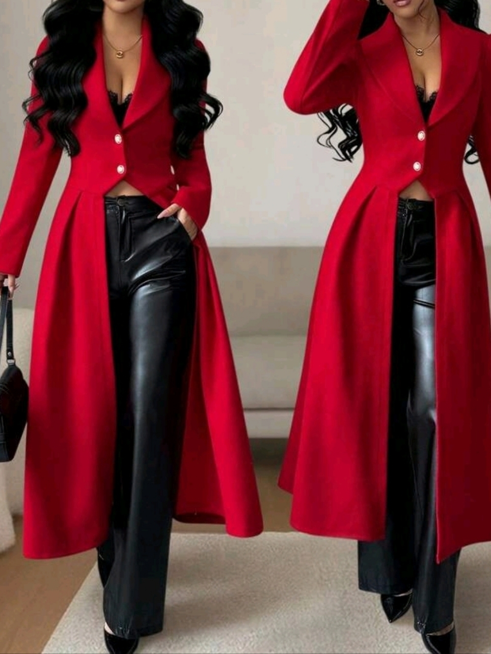 NEW Red Long Tail Blazer Coat